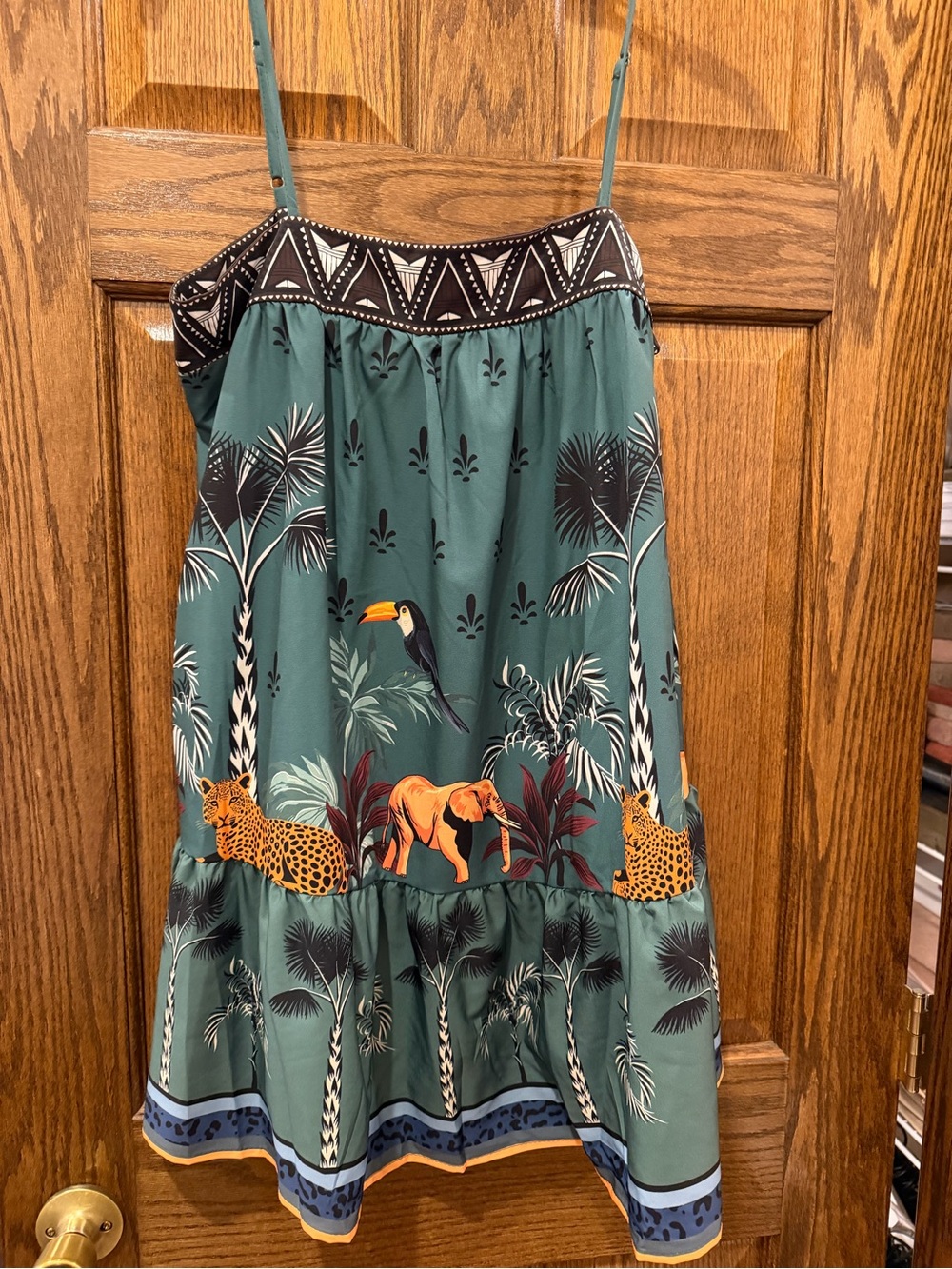 Green Jungle Print Sundress with Animals